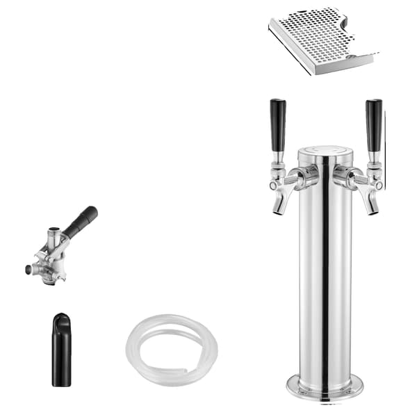 Kegerator Tornkit, Rostfritt Stål, Dubbelmätare Regulator,2 kran S droppskål