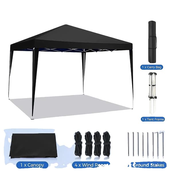 Gazebo, UV-beskyttelse, Nem opsætning,Sort-3x3Meter