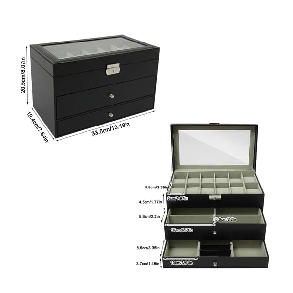 Smykkeskrin, 3 lag, Holdbar organizer,sort