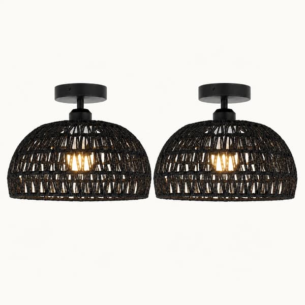Loftlampe, Håndvævet Design, Rustik Stil,Ingen pære, 2PCS