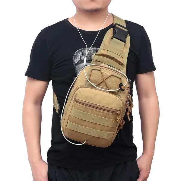 Sling Rygsæk, Casual Stil, Holdbart Materiale,Khaki