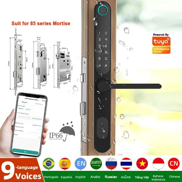 Smart Mortise Lock, Bluetooth-anslutning, Flera upplåsningsmetoder,Ingen mortise