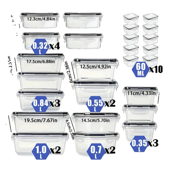 Matförvaringsbehållare Set, Lufttät, Mikrovågssäker,26PCS