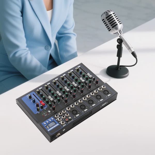 Lydmixer Console, 7 Kanaler, Højkvalitetslyd,sort