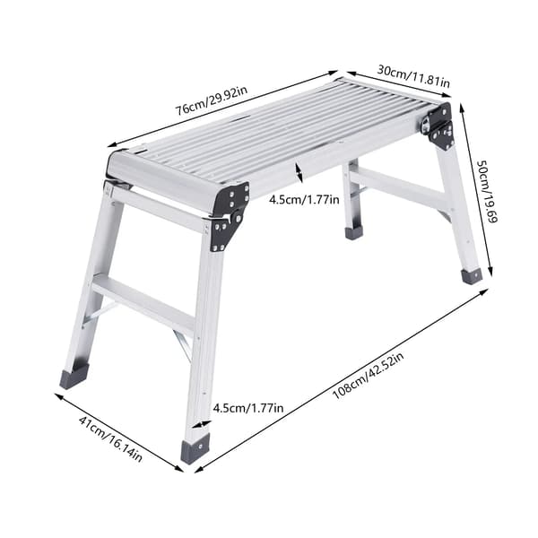 Fällbar Stege, Hållbar Aluminiumlegering, Halkfria Säkerhetsfunktioner,Silver