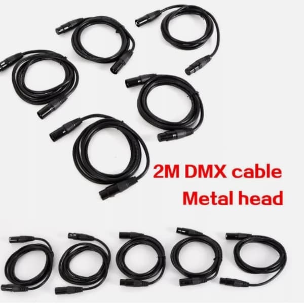 DMX-kabler, 10-delt sæt, 2M længde til scenebelysning,sort, 2m