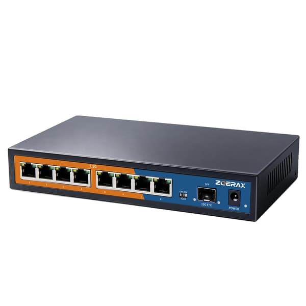 Netværksswitch, 8 porte, 10G SFP uplink,EU stik