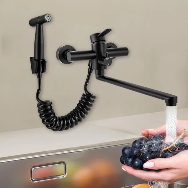 Køkkenvandhane, Multifunktionel Spraypistol, 360° Rotérbar,sort