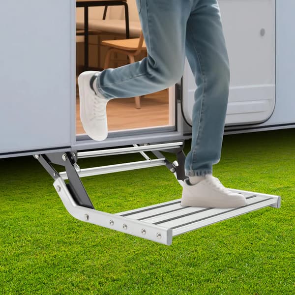 Camping Trin, Holdbart Aluminiumlegering, Høj Vægtkapacitet,Sølv