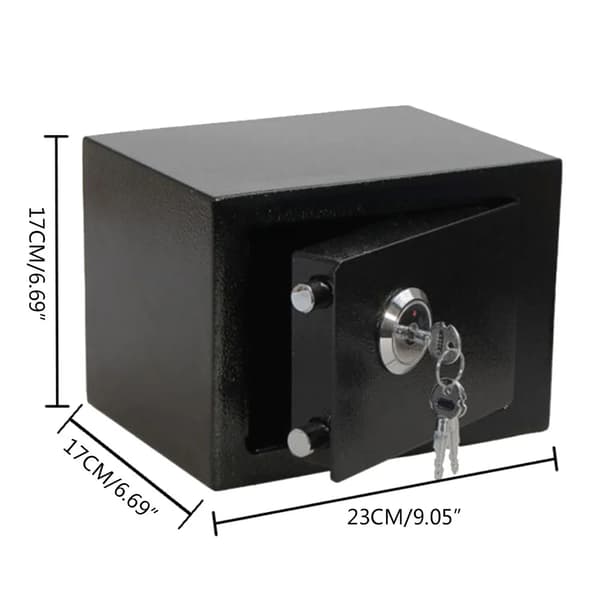 Sikkerhedsboks, Nøglelås System, Holdbar Konstruktion,sort