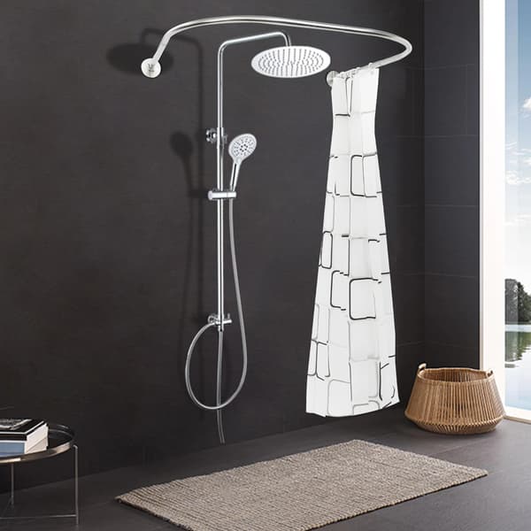 Duschdraperi Stång, U-formad Design, Lätt Installation,Silver