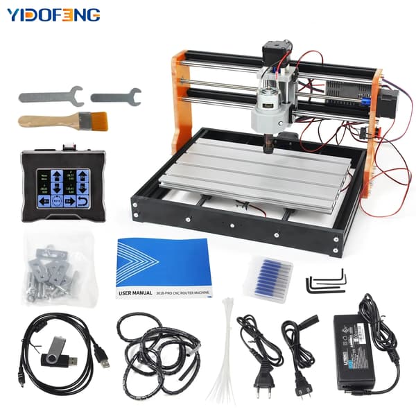 CNC Router, 3 Akse Drift, Offline Controller,Med berøringskontrol, 7w laser tilføj