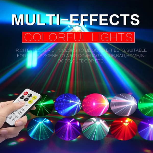 Diskolys, Multi-Effekt Funktionalitet, Styring via Stemmesignal,EU stik, Varmt lys