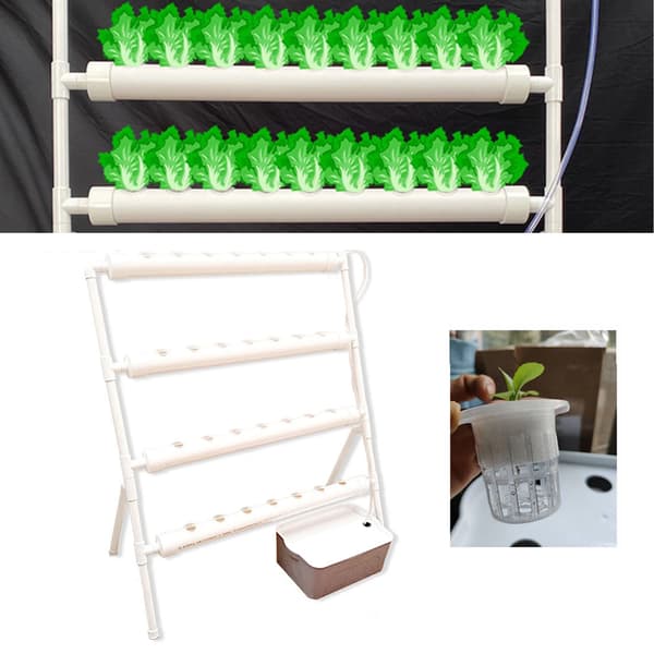 Hydroponiskt odlingssystem, 4-nivå rack, 36 växtkapacitet,VIT