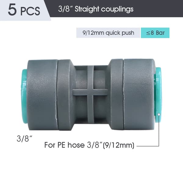 PE-rørforbindelser, Hurtig montering, Tæt design,5pcs lige