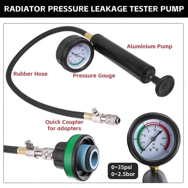 Radiator Tryk Tester, 15-Delt Sæt, Multifunktionelt Værktøj,15pcs