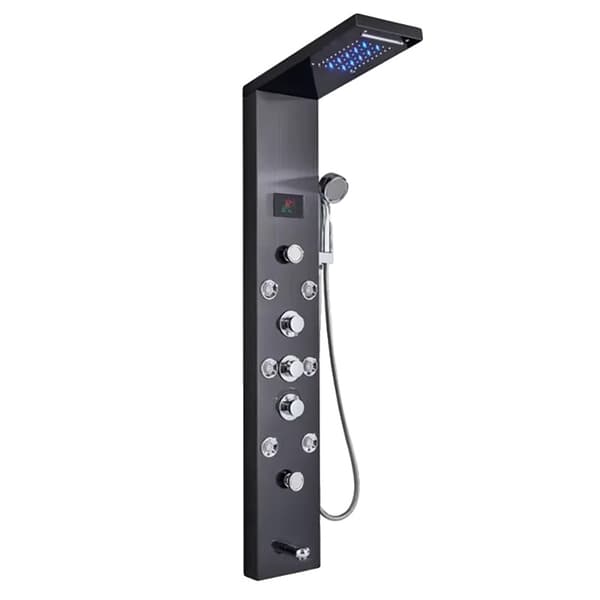 Bruserpanel, Integreret LED-lys, Kropsmassagejet,Sort 8009