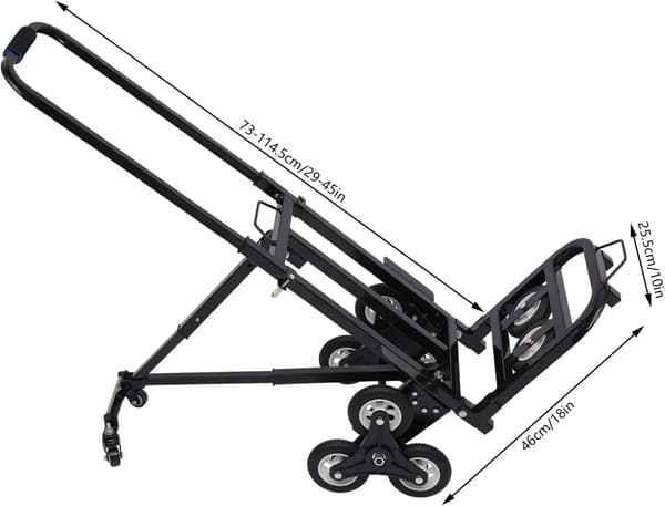 Trappetrolley, 150 kg belastningsevne, sammenfoldeligt design,sort