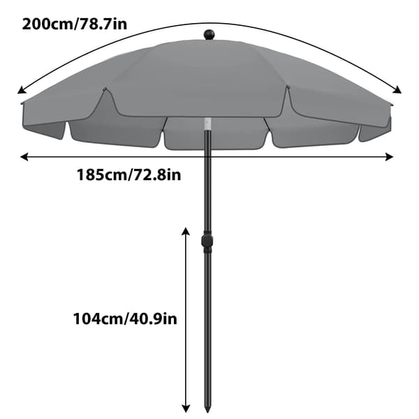 Strandparaply, 360° Rotbart, UV-skydd,Cirkeln grå