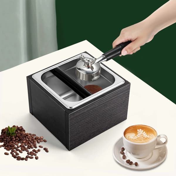 Kaffeknockboks, Rustfrit Stål, Stor Kapacitet,sort