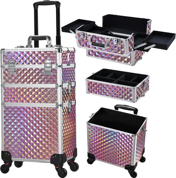 Kosmetiktrolley, Rullande design, Säker låsmekanism,Diamant Rosa