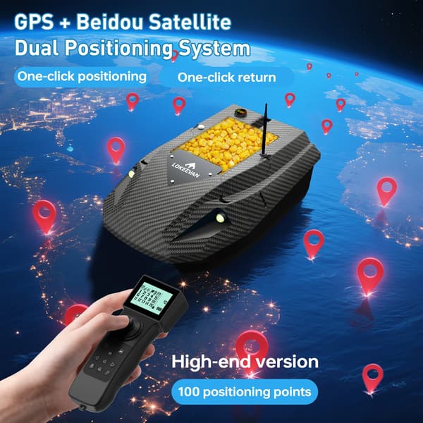 Bait Thrower, GPS Positionering, Hållbar Design,D50B  Svart