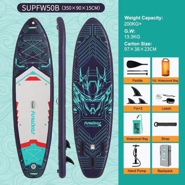 Stand Up Paddle Board, Bred Dæk, Holdbart Materiale,SUPFW50B