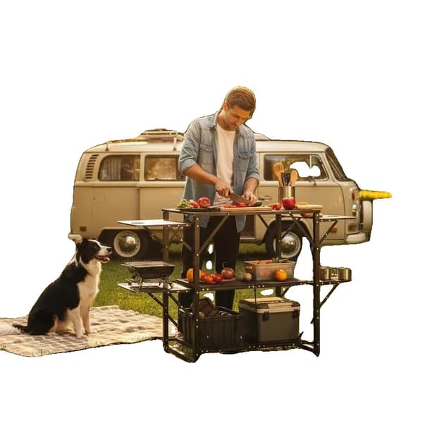 Campingkökbord, Aluminium, Bärbart, Röd