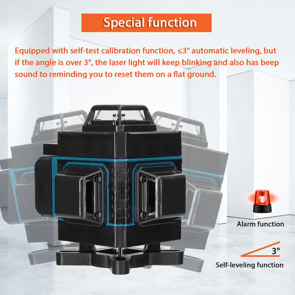 Laser Niveau, 16 Linjer, Selvnivellerende System,EU