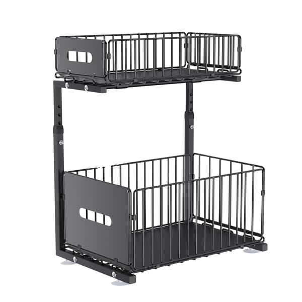Utrækkelig Organizer, Justerbar Højde, 2-Lags Design,sort