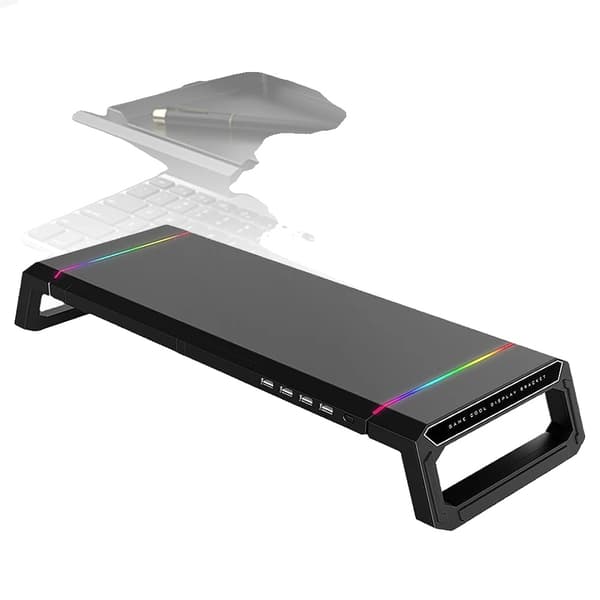 Skärmställ, Fällbar Design, USB-portar,svart