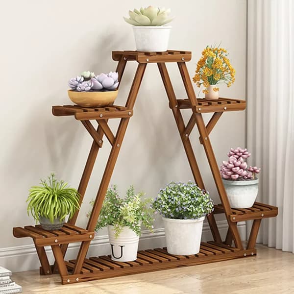 Plantebord, 6 niveauer, trædesign,Brun