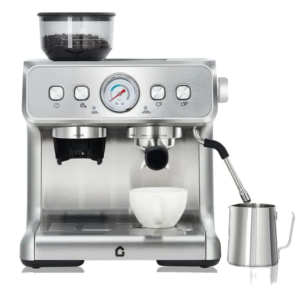 Espressomaskin, inbyggd kvarn, 20 bar pump,Silver 20 Bar