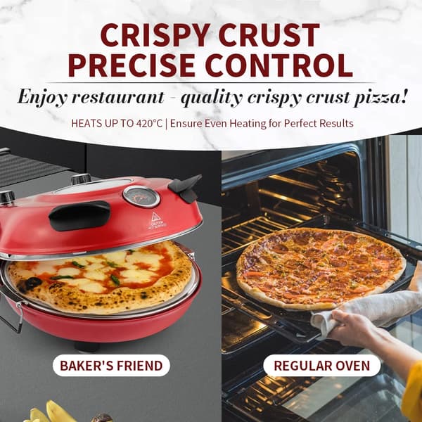 Pizzabagare, Keramisk Sten, 1200W Effekt,RÖD-LMC