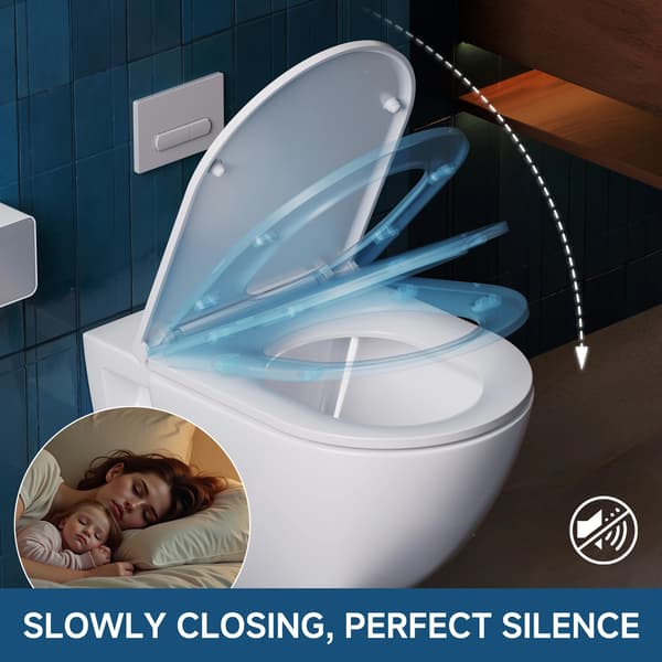 Toiletbræt, Holdbart Duroplast, Ergonomisk Design,D-formet, Hvid