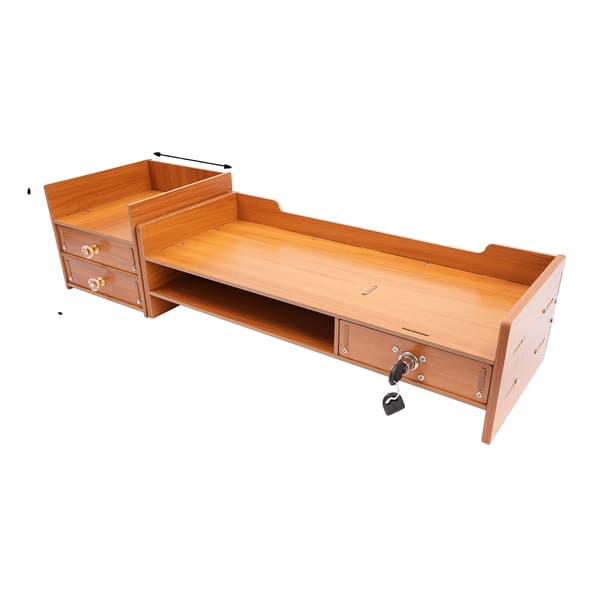 Monitorstand, Ergonomisk Design, Pladsbesparende Opbevaring,Brun