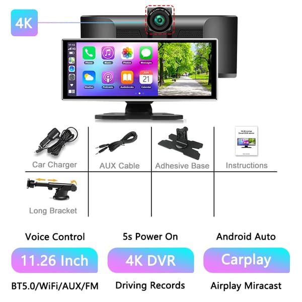 Dashcam, 4K opløsning, Smart tilslutning,4K DVR Pro