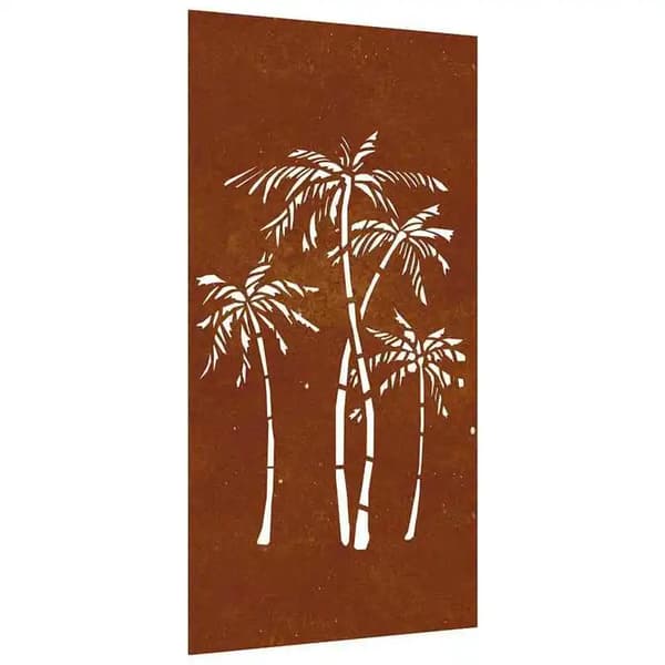 Trädgårdsväggdekoration, Cortenstål, Palmträddesign,Mörk khaki