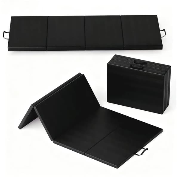 Gymnastikmåtte, Foldbart Design, Skridsikker Overflade,Sort