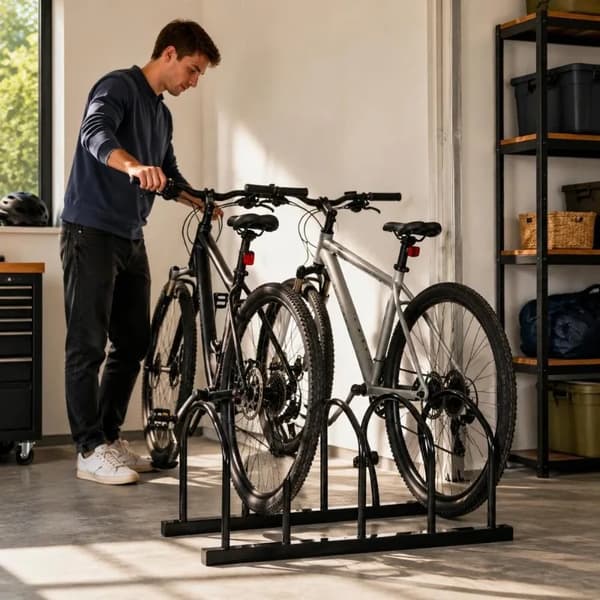 Cykelstativ, Holder 2 Cykler, Holdbar Stål Konstruktion,Sort