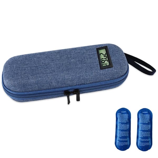 Insulin Køler, Vandtæt Stof, Digital Termometer,Blå B