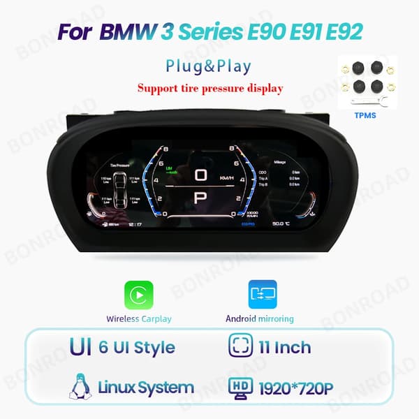 Instrumenttipaneeli, Langaton CarPlay, Android Peilaus,Carplay TPMS:llä