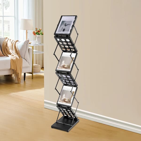 Magasinholder, Dobbelt-Sidet, Foldbart Design,sort