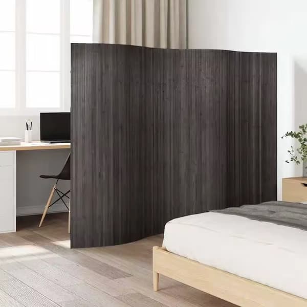 Avskiljare, Bambumaterial, Elegant Design, Bredd 250 Cm Höjd 165 Cm,Mörkgrå