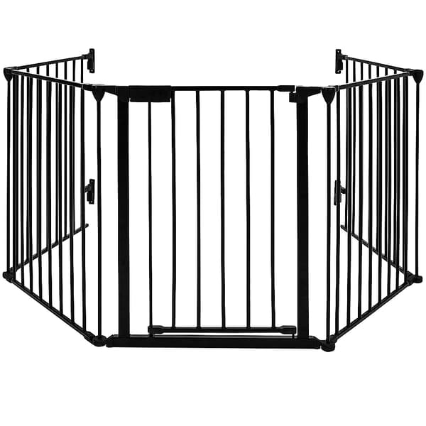 Sikkerhedsbarriere, 5 paneler, fleksibelt design,sort