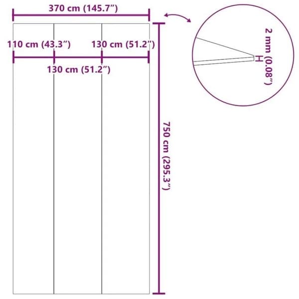 Poolgolvduk, Polyester Geotextil, 750 cm Längd, 370 cm Bredd, Rektangulär Form, 4,2 kg Vikt