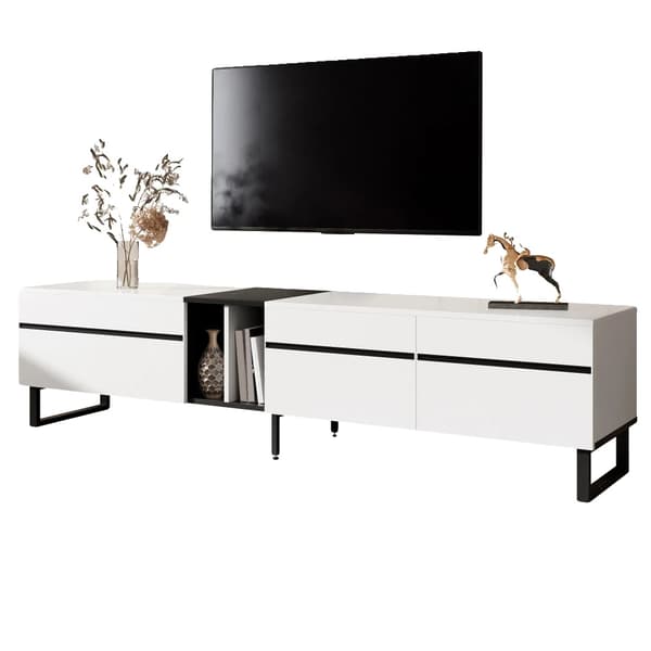 TV-bänk, Modern Design, Mångsidig Förvaring, Vit