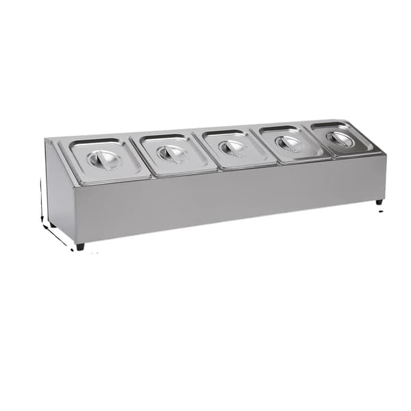 Pizzatoppingsstation, rostfritt stål, 5 fack,Silver