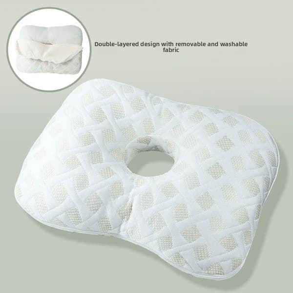 Ørepiercing Pude, Ergonomisk Design, Åndbart Bomuld,Hvid39x28x6cm