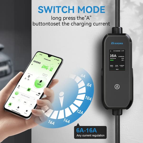 Bärbar EV-laddare, 3,5 kW, Bluetooth-kontroll,Typ2 3.5KW